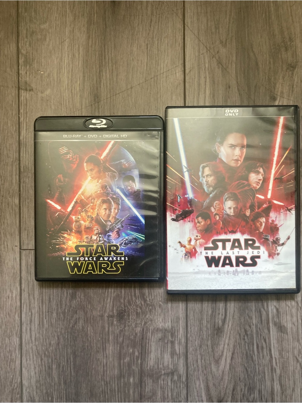 Star Wars Force Awakens Blu-ray & Last Jedi DVD Together